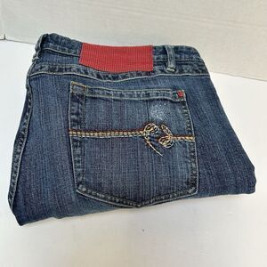 Vintage Pepe Jeans UK  Embroidered‎ Embellished Red Tag Distressed Size 38 Y2K
